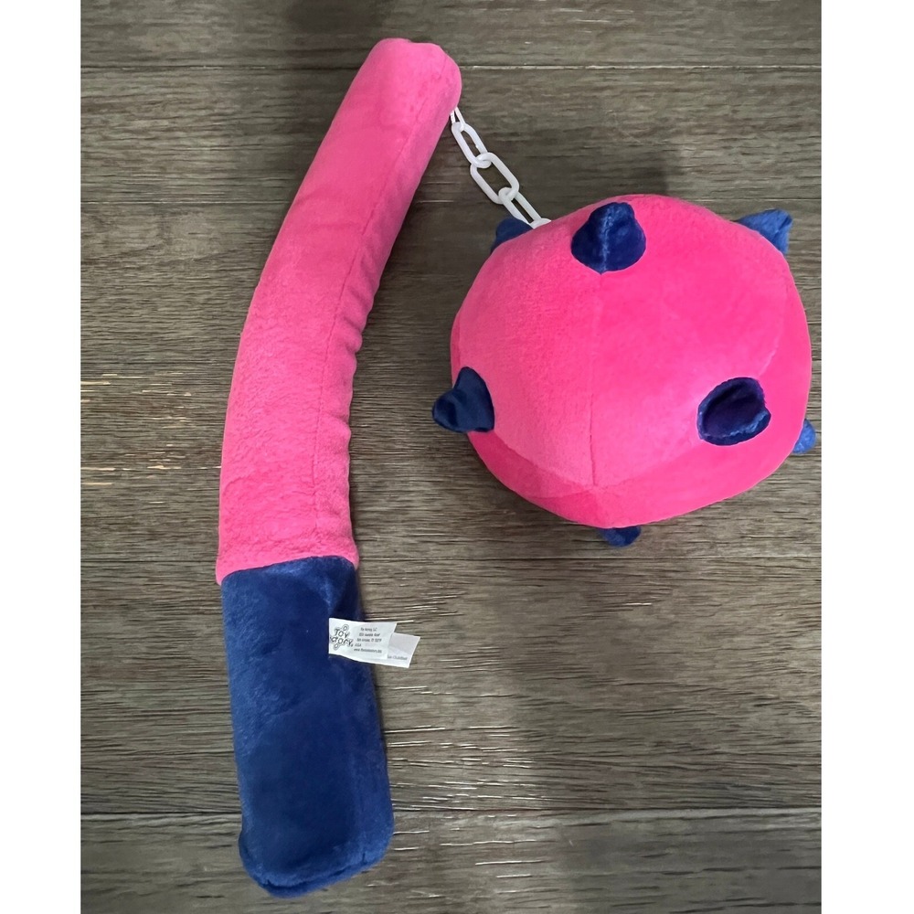 Toy Factory Plush Mace Novelty Toy Pink Blue Spiked Ball Chain Stuffed Weapon